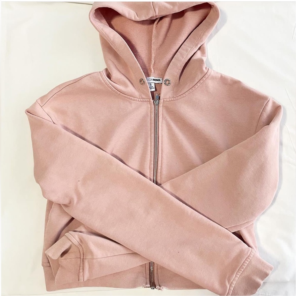 Fashion Nova Cropped Pink Hoodie